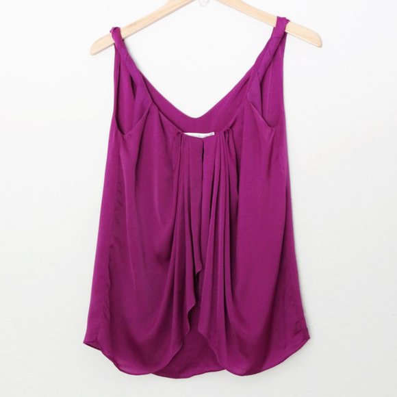 Diane Von Furstenberg DVF Pepe Twist Shoulder Pleated Layered Tank Top Violet 2 - Picture 3 of 12